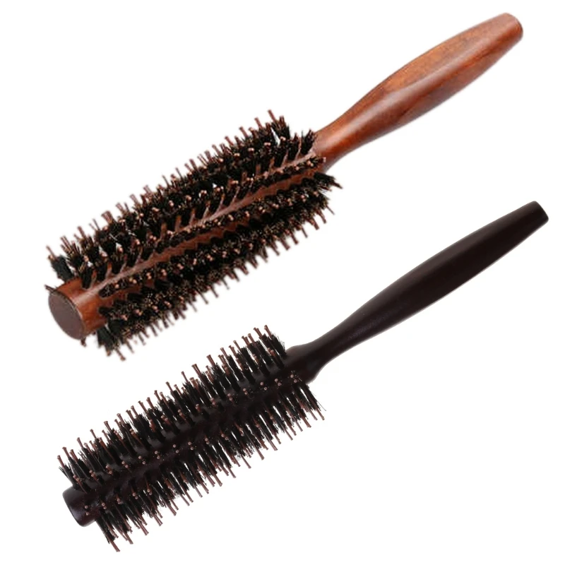 6 Types Straight Twill Hair Comb Natural Boar Bristle Rolling Brush Round Barrel Blowing Curling DIY Hairdressing Styling Tool 3