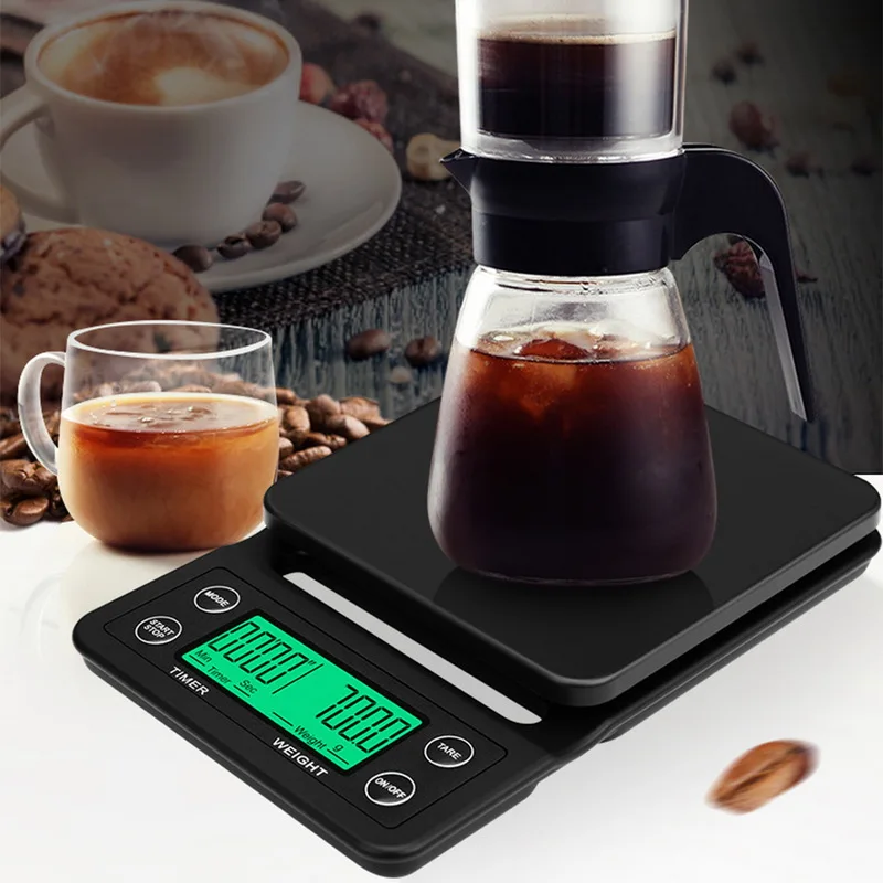 Urijk кг/3 кг/5 кг 0,1 г капельного Кофе весы с таймером цифровой ЖК-дисплей Подсветка электронный Кухня весы высокой точности Еда весы