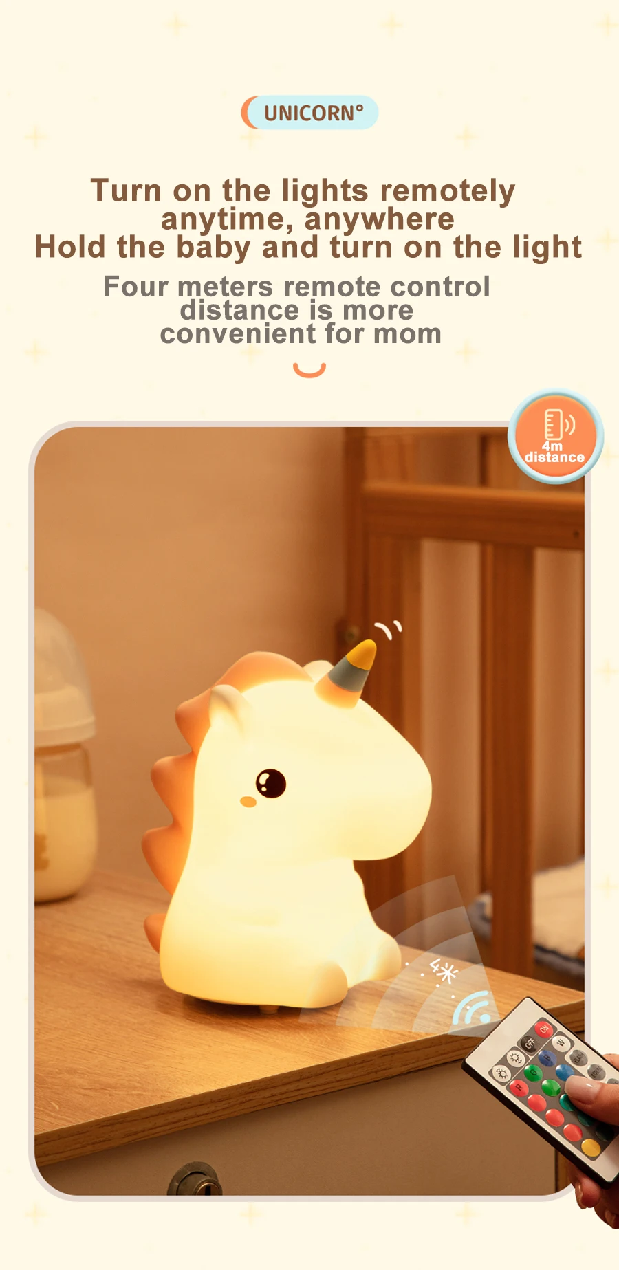 Cute Unicorn Sitting LED Night Light Lamp