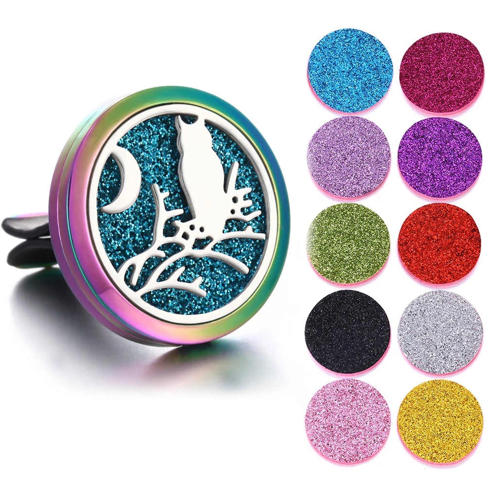 21 New Aromatherapy Jewelry Car Perfume Diffuser 316L Stainless Steel Aroma Essential Oil Diffuser Car Clip Lockets DropShipping - Окраска металла: 21