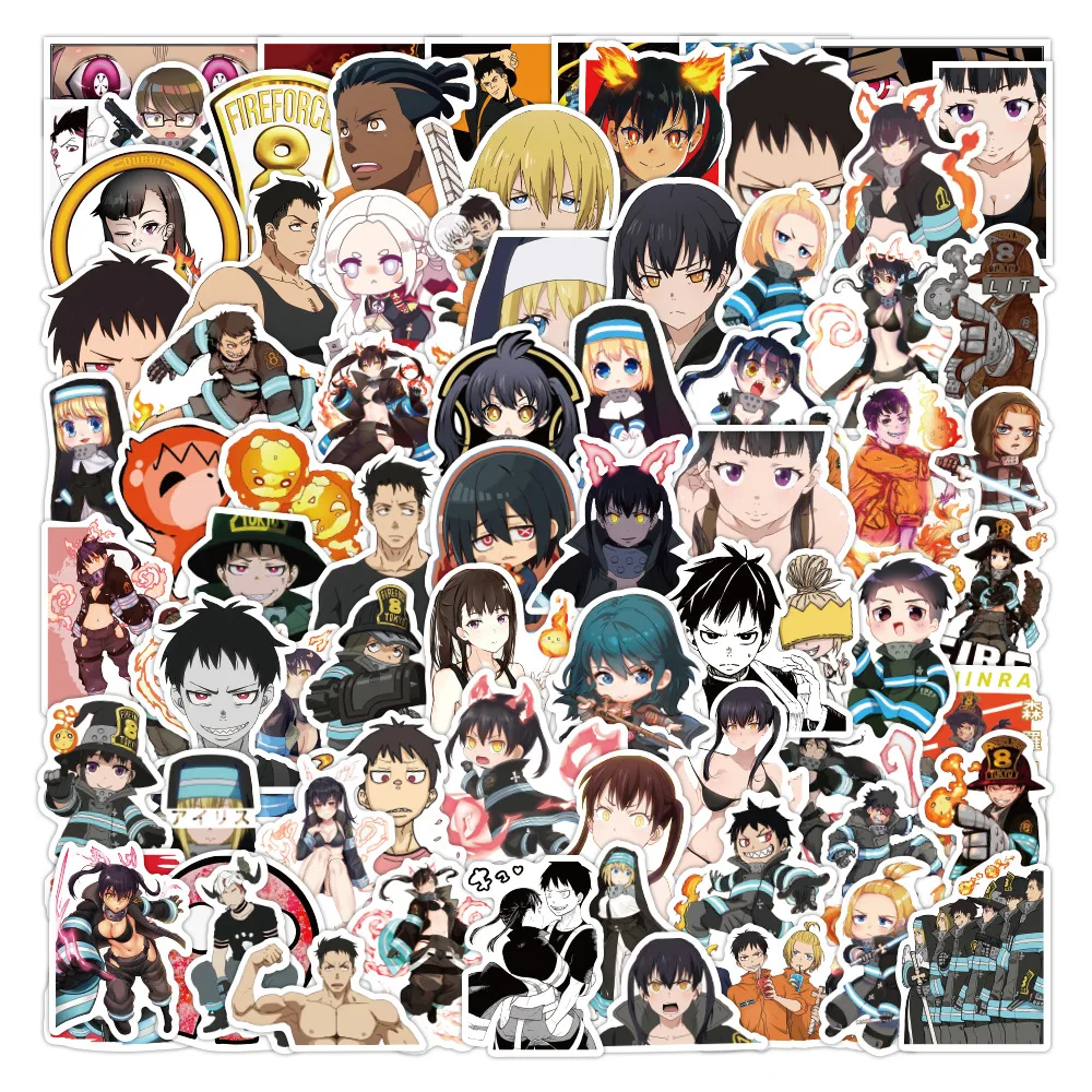 

100 Pcs Fire Force Anime Cartoon Stickers DIY Skateboard Guitar Luggage Fridge Laptop Cup Waterproof Stationery Sticker Kids Toy