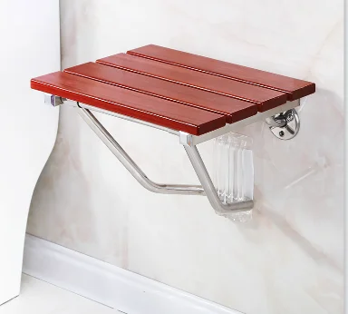 

M8 Solid Wood Bath Stool Folding Stool Seat Bathroom Wall Seat Stool Non-slip Shower Wall Chair Living Room Wall Hanging Shoe