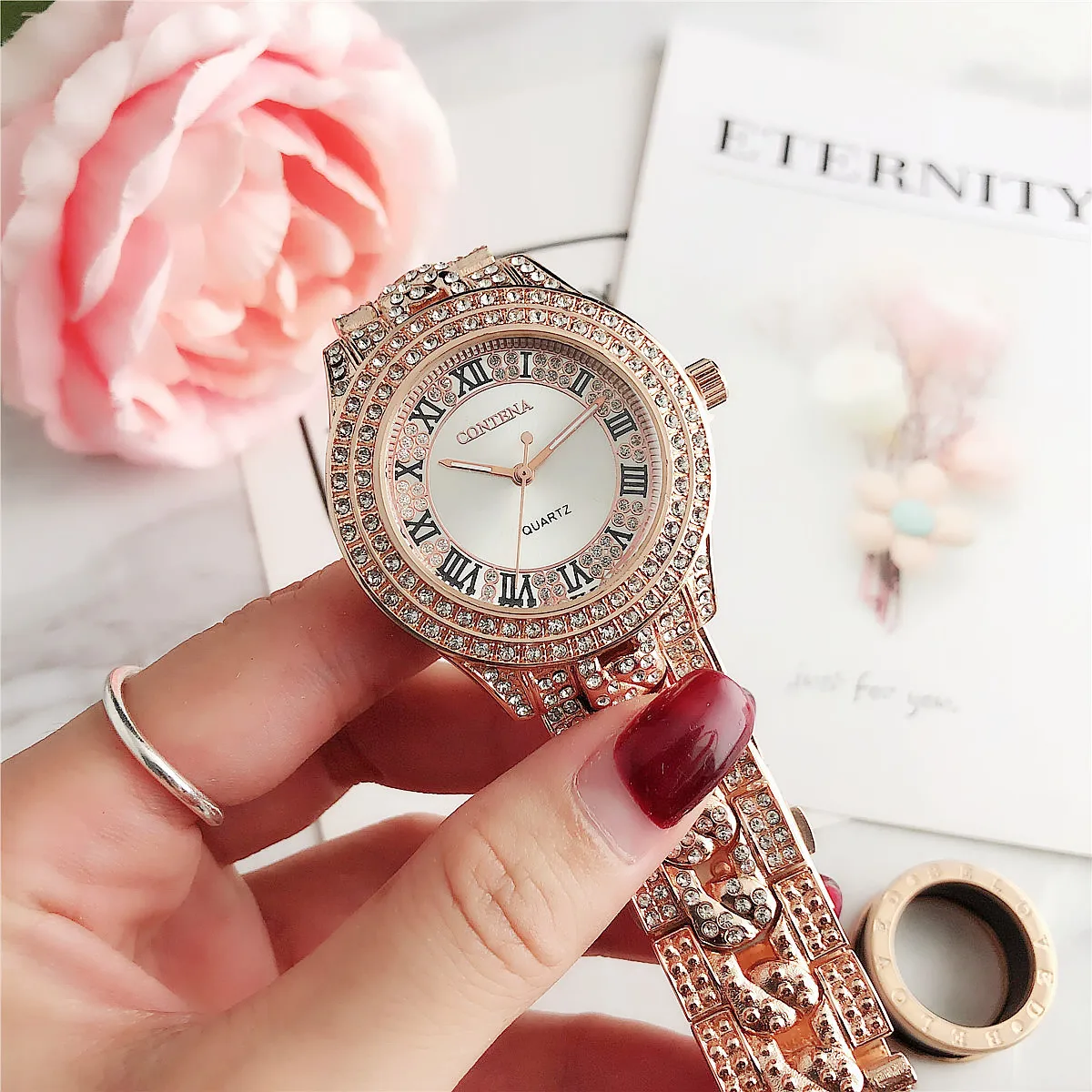 

7155JSY New Watch Women Classic Geneva Luxury Ladies Watches Womens Full Steel Crystal Relogio Feminino Reloj Mujer