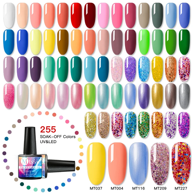 

Mtssii Pure Colors Gel Nail Polish Nails Soak Off Semi Permanent Top Coat UV LED Gel Varnish DIY Nail Art Manicure Decorations