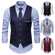 Men Formal Business Dress Vest Wedding Double Breasted Classic Waist coat M-2XL New Fashion Men Formal Business Dress Vest Wedding Double Breasted Classic Waist coat M-2XL New Fashion