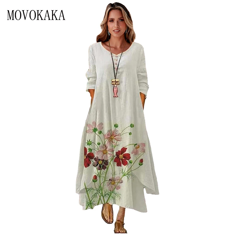 MOVOKAKA Human Face Printed Black Dress 2022 Elegant Casual Vintage Dresses Woman Summer Beach Sleeveless Girls Long Dress Women monsoon dresses