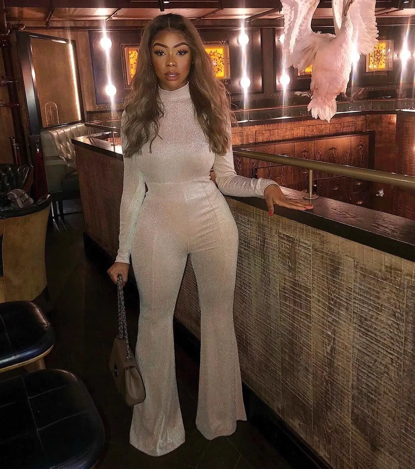 BKLD сексуальное платье для вечеринки женский комбинезон, новинка весны 2020, однотонные облегающие расклешенные брюки с длинным рукавом, женский комбинезон