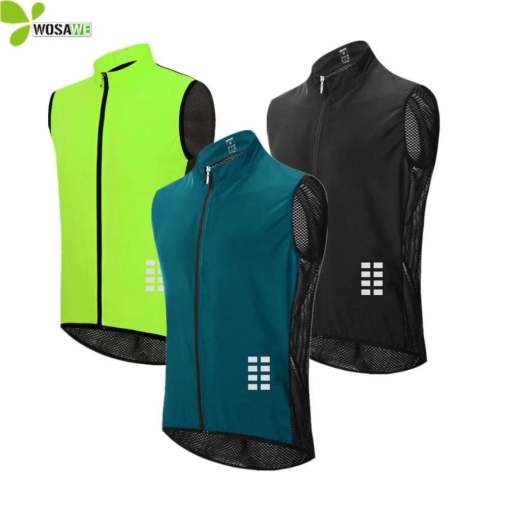 WOSAWE тонкие велосипедные куртки дождеотталкивающий светоотражающий жилет без