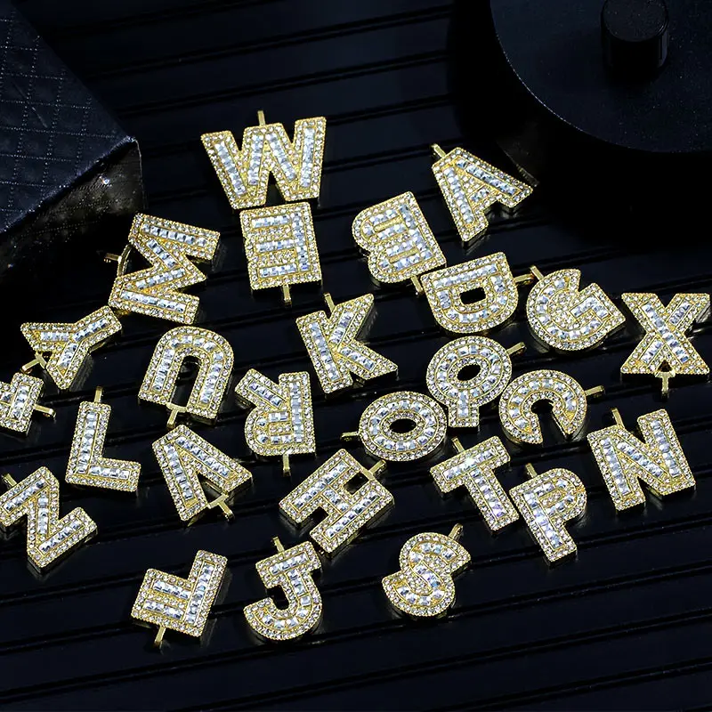 

29*17mm A-Z English Letter Rhinestone Charms Metal 26 Alphabet Necklace Bracelet Pendant For DIY Jewelry Making Accessories