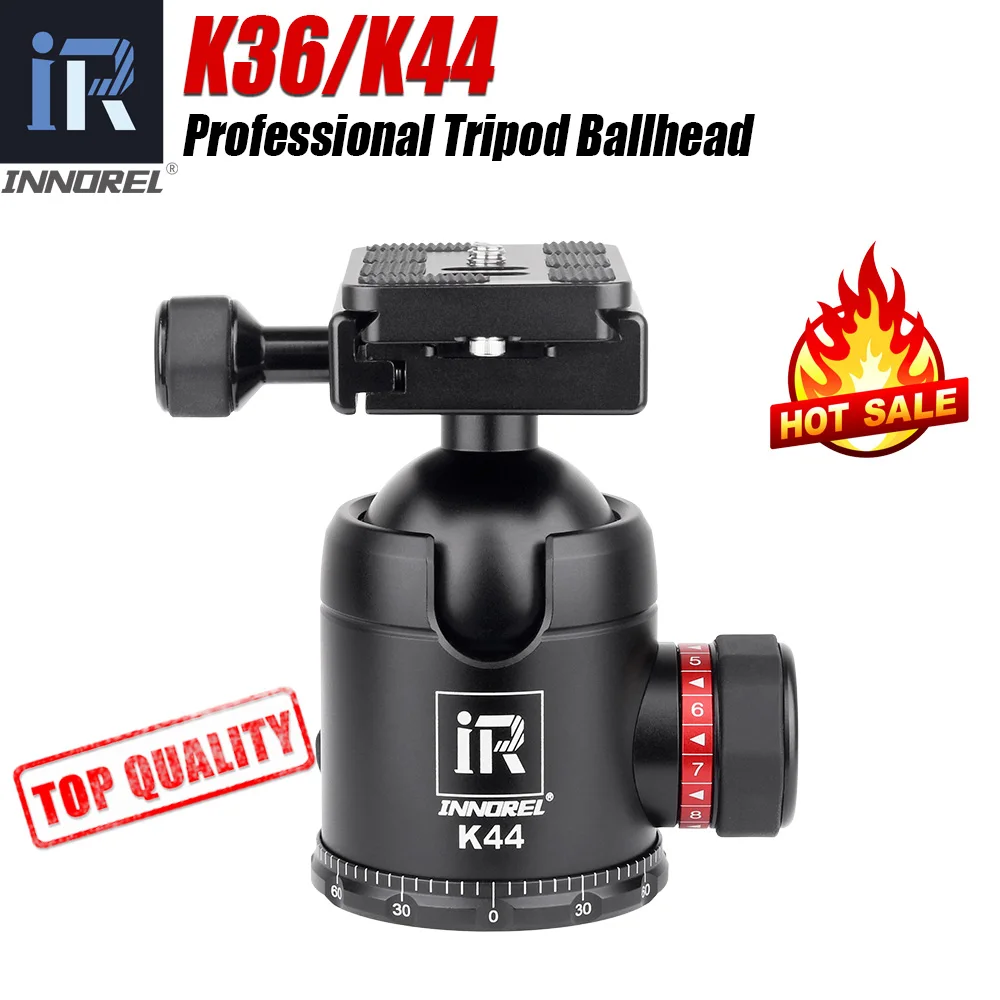 Professional Tripod Ball Head INNOREL K36/K44 36mm/44mm Panoramic Ball Head with Arca Swiss QR plate for DLSR Maxload 20/25kg
