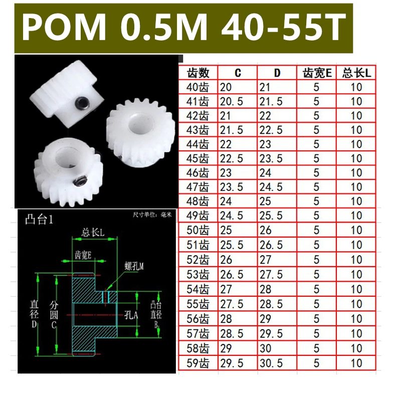 Pom 0 5 пресс-форма 40T 41T 42T 43T 44T 45T 46T до 55 зубьев пластиковые сверхстальные зубчатые