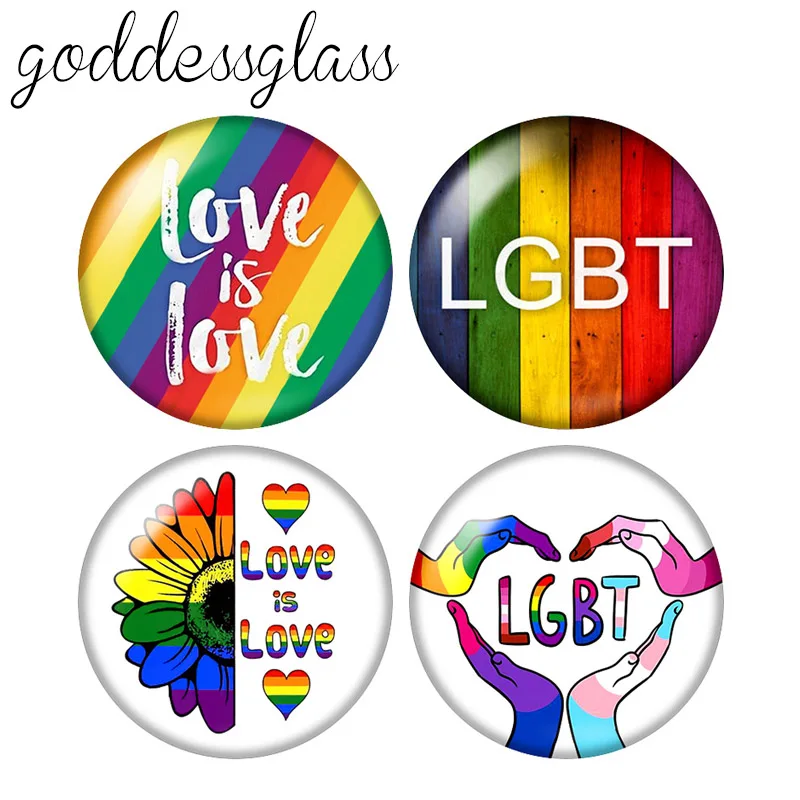 Радужный Флаг ЛГБТ love is pride 10 шт. 12 мм/18 мм/20 мм/25 мм/30 мм Круглое стекло кабошон