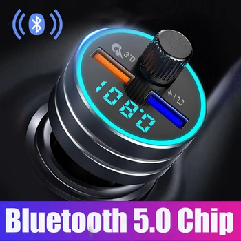 

JINSERTA Car Bluetooth 5.0 Mp3 Handsfree Dual USB Player QC3.0 Charger Car Audio FM Transmitter U Disk Music Play Car Kit