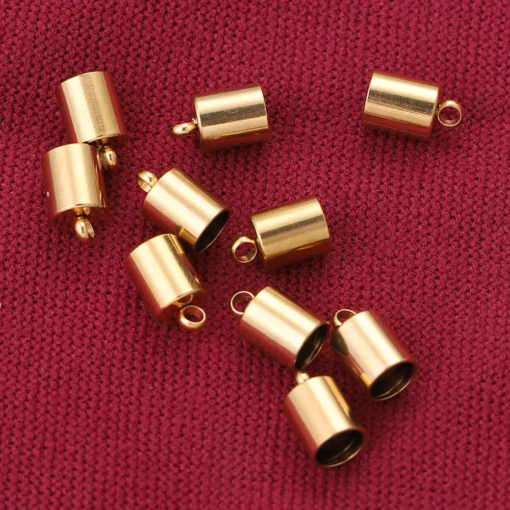 10pcs 많은 스테인레스 스틸 실버 골드 Clasps 코드 엔드 캡 코드 Diy 쥬얼리 만들기 팔찌 목걸이 DIY 쥬얼리 결과