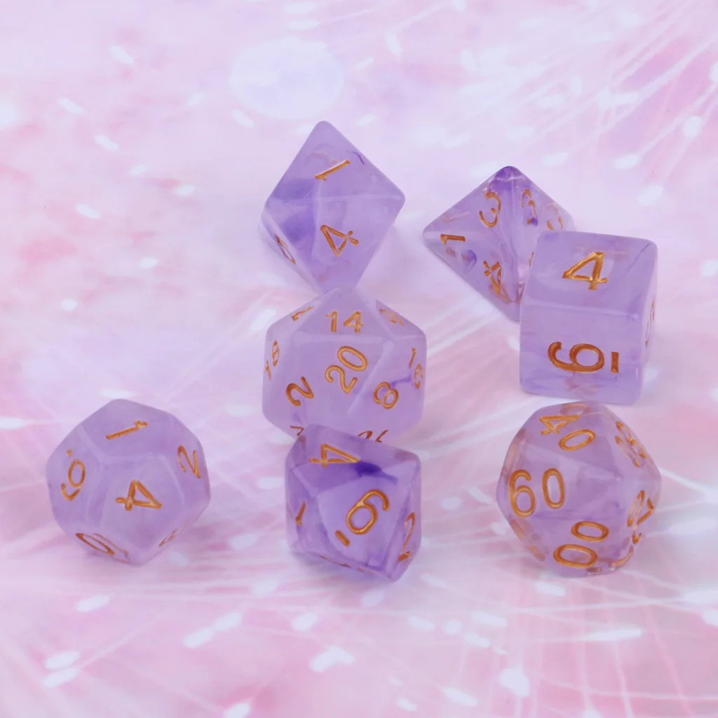 Pack of 7 Gem Acrylic Polyhedral Dice for Dungeons and Dragons D4 Dice Cup Games 1.6cm Length for Dice Game Lovers
