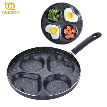 

28cm Four-hole Omelet Pan For Eggs Ham PanCake Maker Frying Pans Creative Non-stick No Oil-smoke Breakfast Grill Pan Cooking Pot