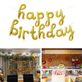 

18Inch Happy Birthday Balloons, Aluminum Foil Banner Balloons for Birthday Party Decorations and Supplies