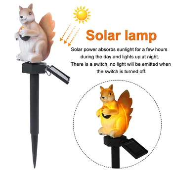 

Weather Resistant Simulation Decoration Yard Outdoor Garden Lighting Solar Light Lawn Led Cute Squirrel Shape Ground Insert