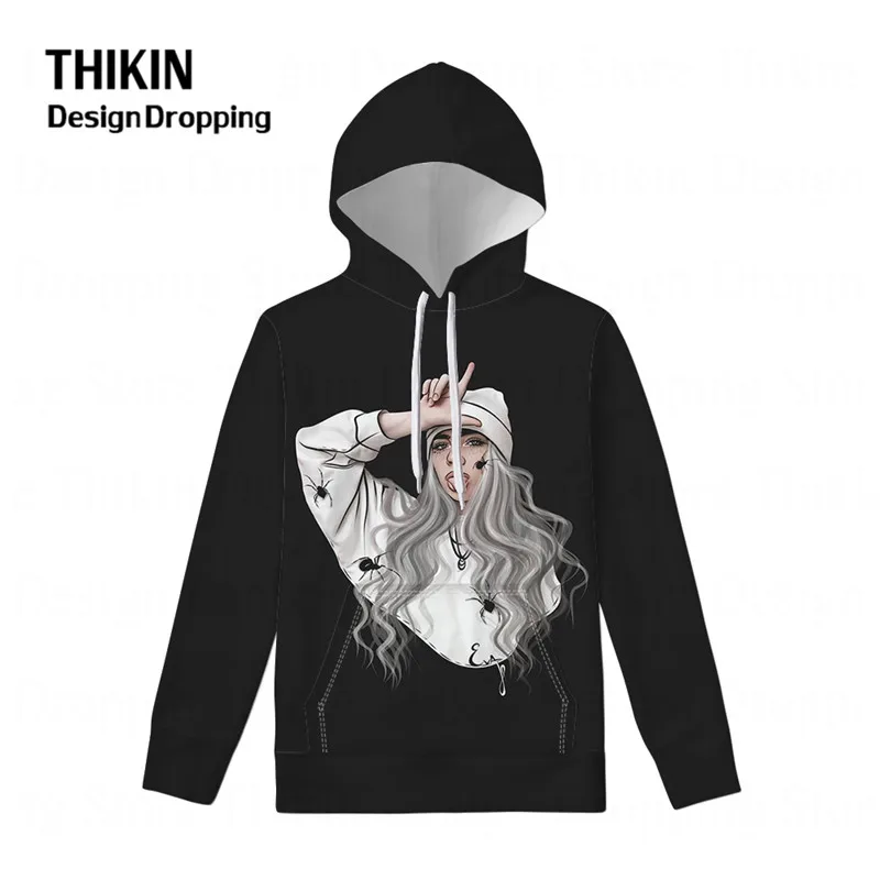Весна Billie Eilish толстовка хип хоп с капюшоном Женская толстовка одежда Harajuku рэпер певец крутая девушка толстовки кофты