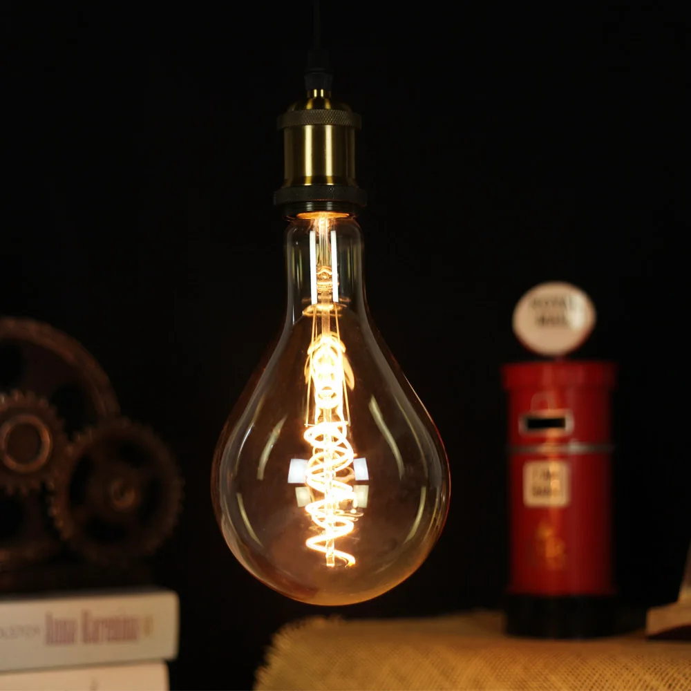

A130 PS42 Edison Vintage Bulb LED Flexible Filament Single Spiral Dimming Bulb 220V E27 4W