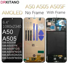 Для samsung Galaxy A50 A505F/DS A505F A505FD A505A ЖК-дисплей сенсорный экран дигитайзер в сборе для samsung A50 ЖК-дисплей с рамкой