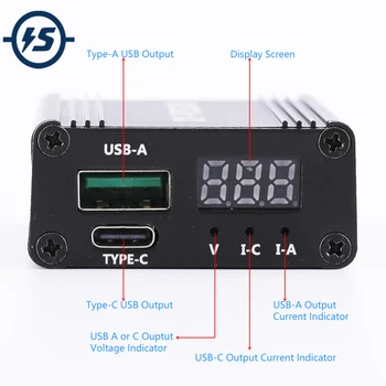 

Dual USB Charging Module 20V 5A 100W Voltage Converter Type-C QC2/QC3/FCP/SCP/PPS/LVDC/PE1.1/PE2.1/PD Charging Protocol