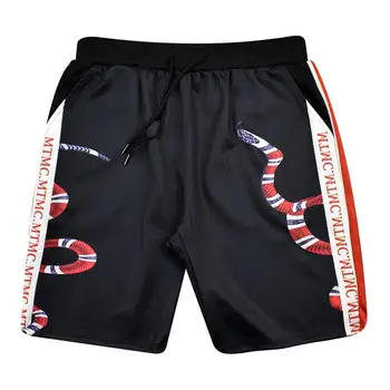 

2020 New High Quality Coral Snake Print Hip Hop Cropped Pants Harajuku Cotton Street Clothing Straight Pants Straight shorts Men