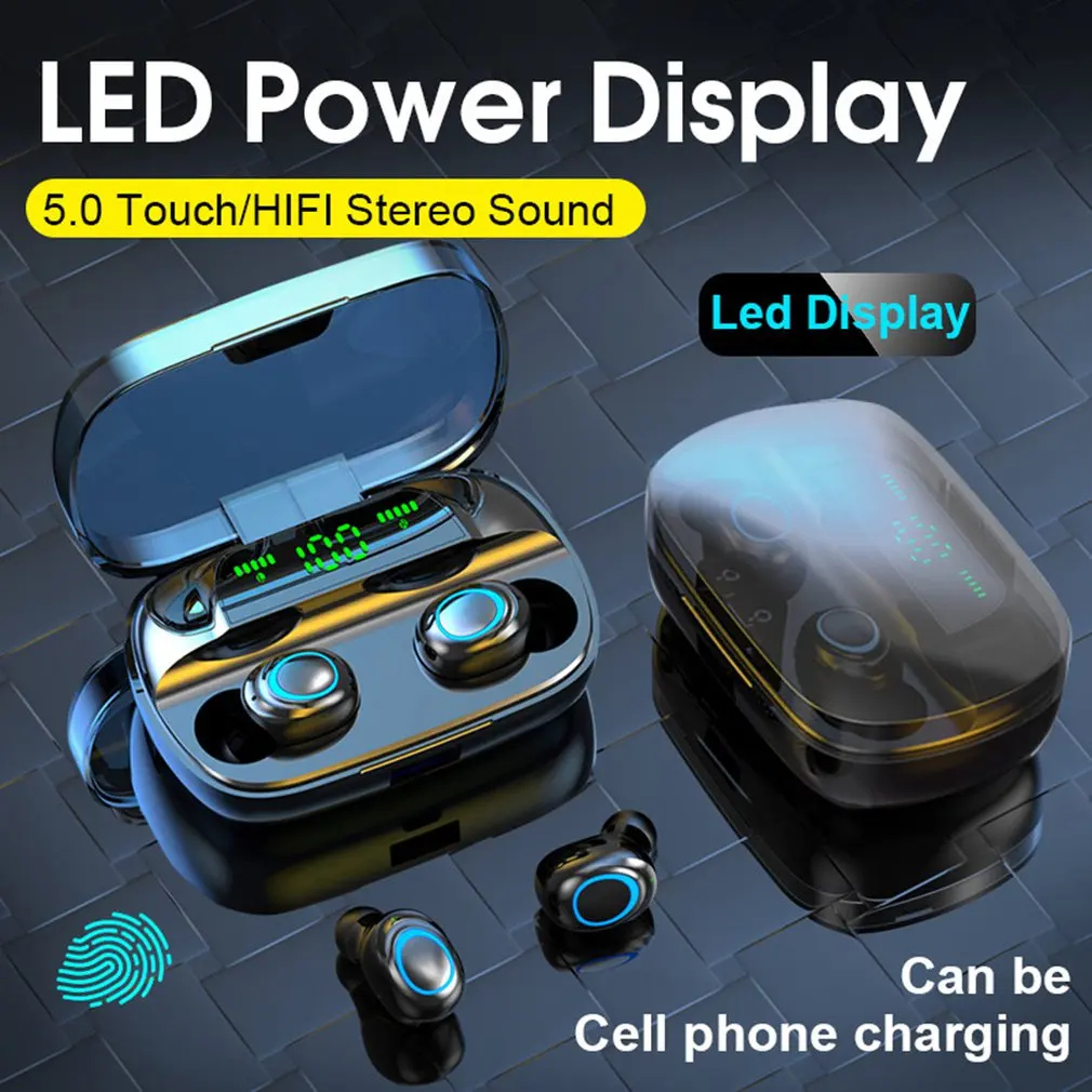 3500mAh LED Bluetooth Wireless Earphones Headphones Earbuds TWS Touch Control Sport Headset Noise Cancel Earphone Headphone