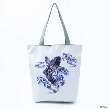 

Reusable Grocery Bags Eco Friendly Tote bag borsa di tela Eco-Friendly Cute Beach Bag Printed Cheap Reusable Shopping Bag