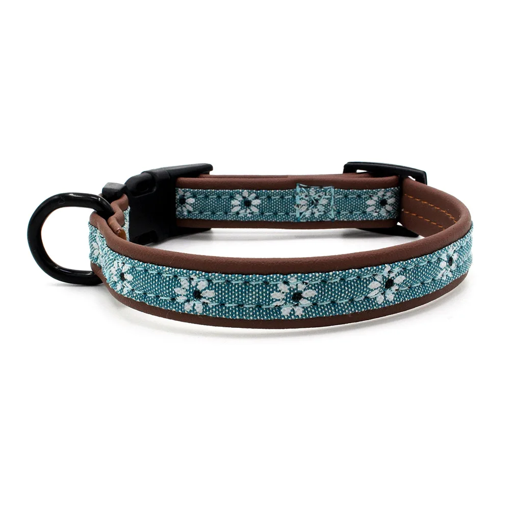 New dog collar microfiber cloth comfortable pet collar print pattern dog accessories - Цвет: Style 01