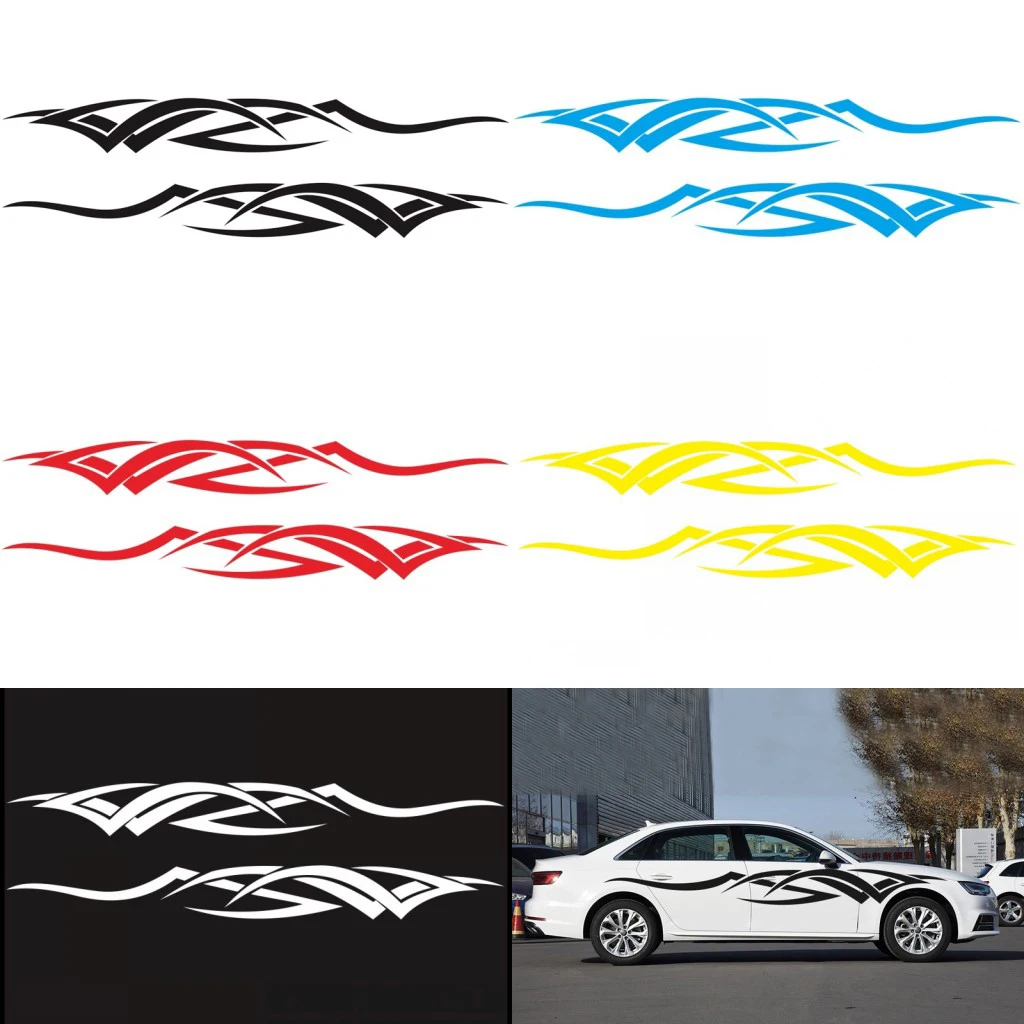 

2PCS 230cm Car Sticker Auto Car Side Body Long Stripe Vinyl Decals Decoration Sticker