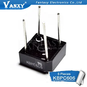 

5PCS KBPC606 KBPC-606 6A 600V Single Phases Diode 4pin bridge rectifier new and original IC
