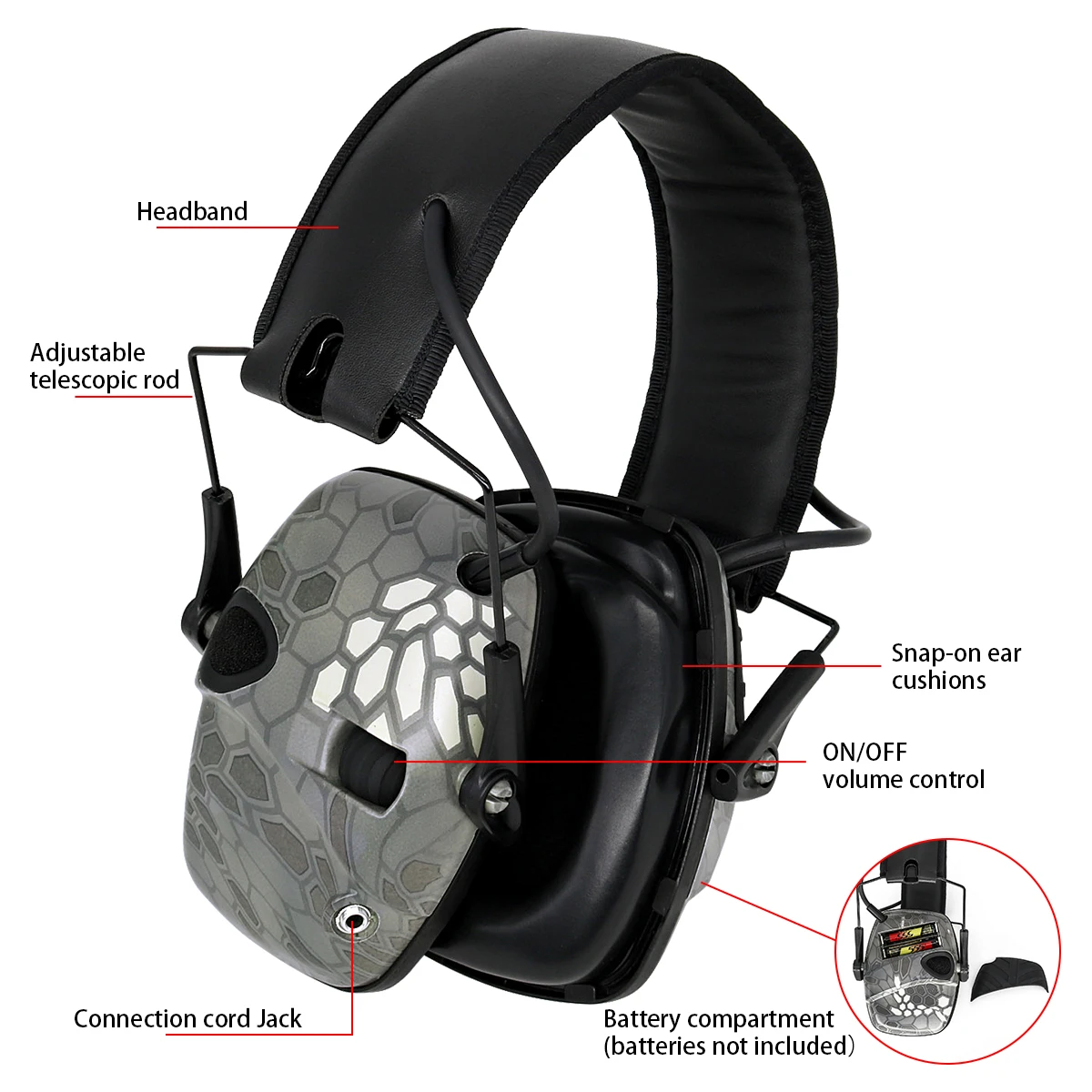 Casque Antibruit électronique Tactique - Protection Auditive Avec Réduction De Bruit
