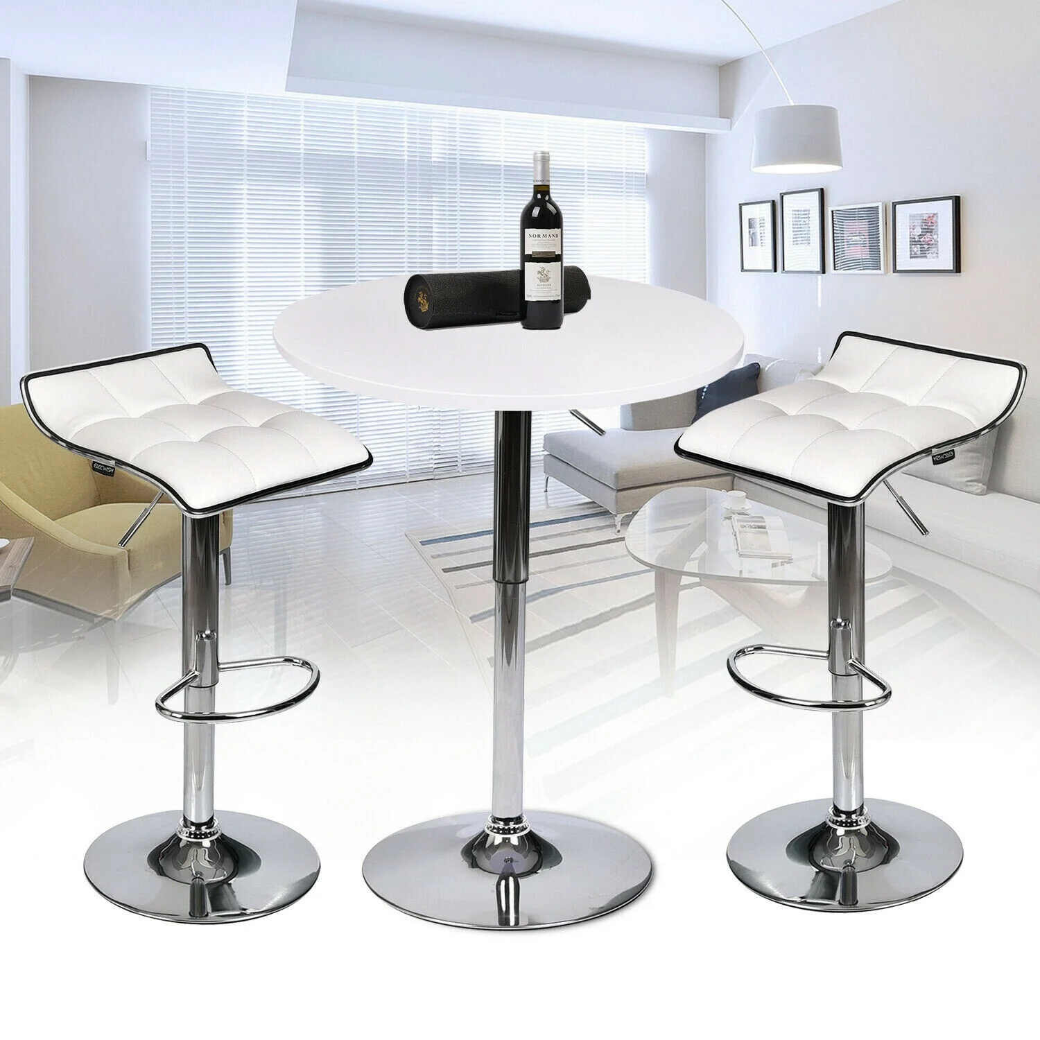 

3 Piece Pub Table Set Bar Stools Kitchen Dining Furniture Counter Height Chair