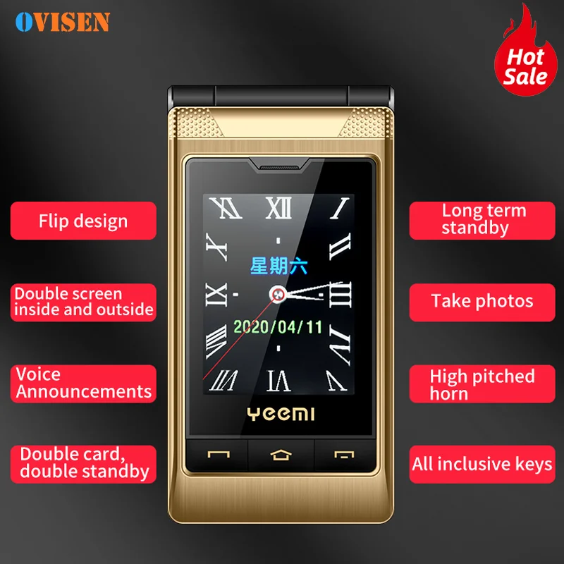 Yeemi G10 1 3G WCDMA флип телефон с двойным дисплеем две sim карты мобильный FM радио SOS один