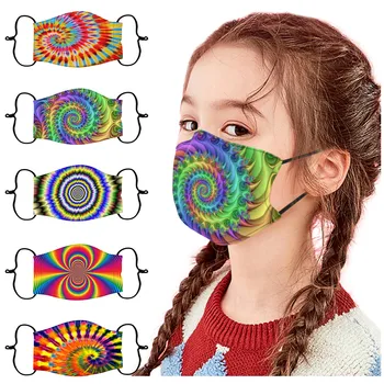 

Mascarilla 5pc Tie Dyes Print Fashion Kids Mask Washable Reusable Face Masks Kids Face Mask For Kids Mouth Caps Washable