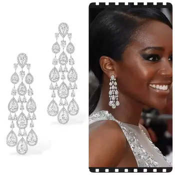 

Star Fashion Earrings Luxury Atmosphere Water Drop Long Zircon Earring Women Dress Accessories Z44
