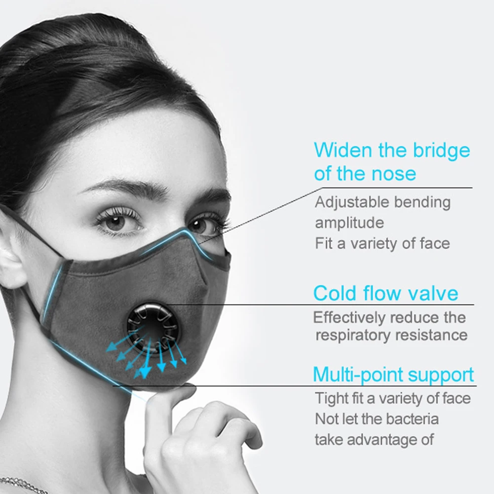 PM2.5 Анти-пыль дышащий хлопок рот активированный уголь фильтр маска для лица дыхание рот-муфельные анти дымку унисекс Открытый