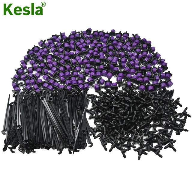 KESLA Garden Adjustable Purple Nozzles Drip Irrigation Watering Sprinkler 1/4'' Anti-Clogging Dripper Emitter Flower Vegetable
