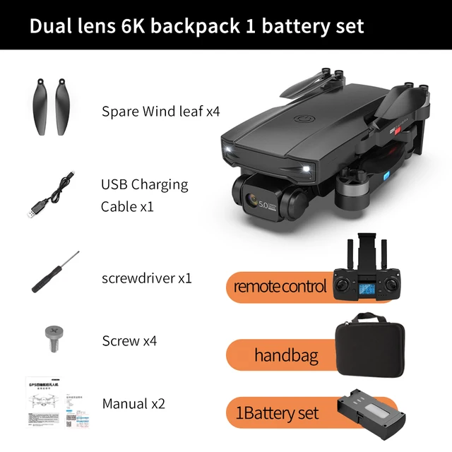 S1 Drone 2021 with Camera 6K GPS Professional HD Recording 4K 5G FPV Brushless Foldable Long Distance Quadcopter Drones PK L900