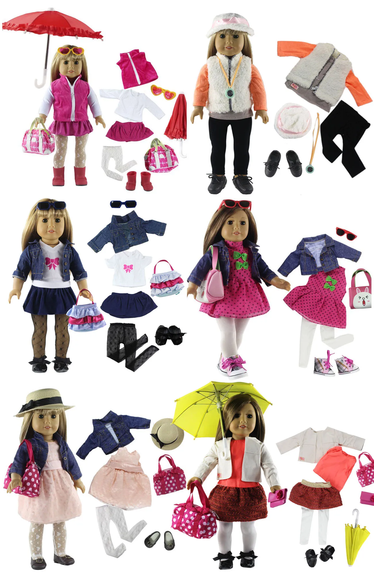 De muchos estilos para la opción de la muñeca de 18 pulgadas ropa para muñeca o nuestra muñeca de generación de 18 pulgadas muñeca Accesorios