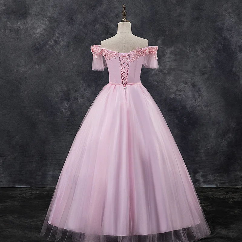 Розовые платья Quinceanera, пышное белое бальное платье с цветами и открытыми плечами, блестящее платье vestidos de 15 anos