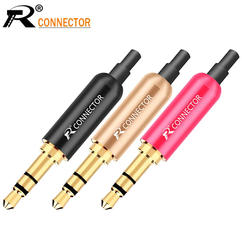 Clavija de aluminio 3,5 para auriculares, 10 piezas, con abrazaderas de enchufe trasero de 3,5mm, 3 estéreo, macho, conector de cable chapado en connector|plug goldplug earphone - AliExpress