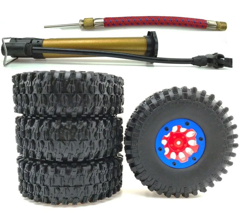 

RC Climbing Car Tires 1.9 Inch Inflatable Tires 120mm Simulation Tires TRX-4 T4 Universal Group 1/10 Red Wheels RC Car Parts