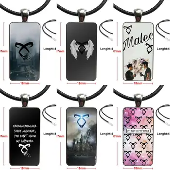 

For Women Gift Shadowhunters Leading Design Fashion Vintage Glass Women Rectangle Necklace Pendants