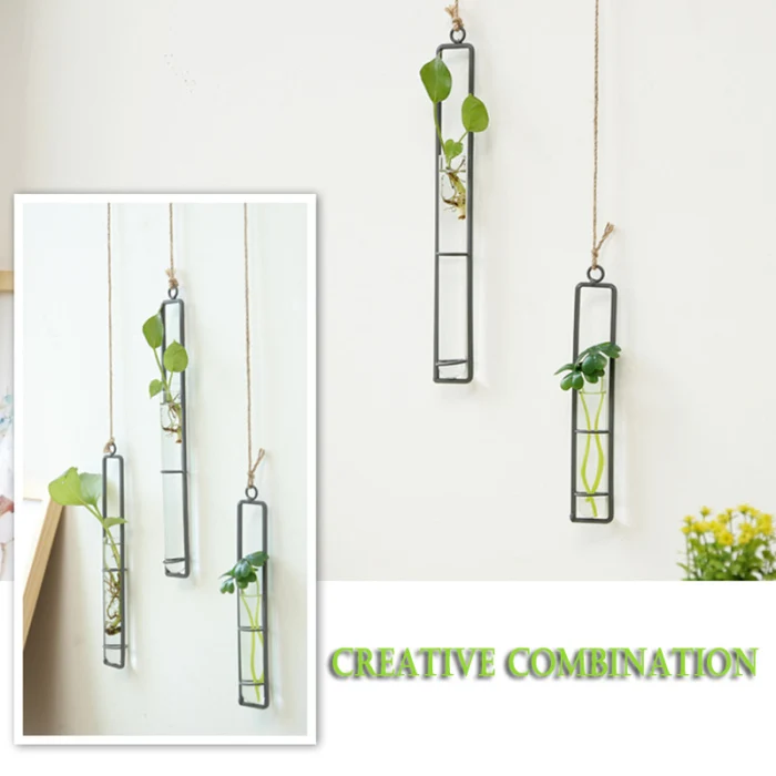 Hanging Glass Tube Vases for Wedding Flowers Patio Garden Decor Plants Hanging Wall Decor TN88