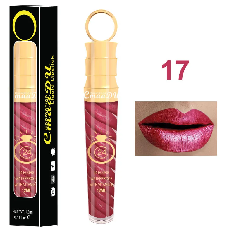 

CmaaDu Makeup Lips Matte Liquid Lipstick Long Lasting Waterproof Sexy Pigment Nude Matte Shimmer Style Lip Gloss Luxury+DHL