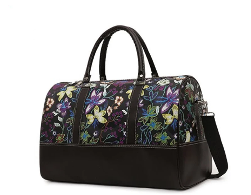 Портативная Женская дорожная сумка нейлоновый цветок вышивка большой багаж вещевой мешок для женщин большой емкости Водонепроницаемые спортивные выходные сумки