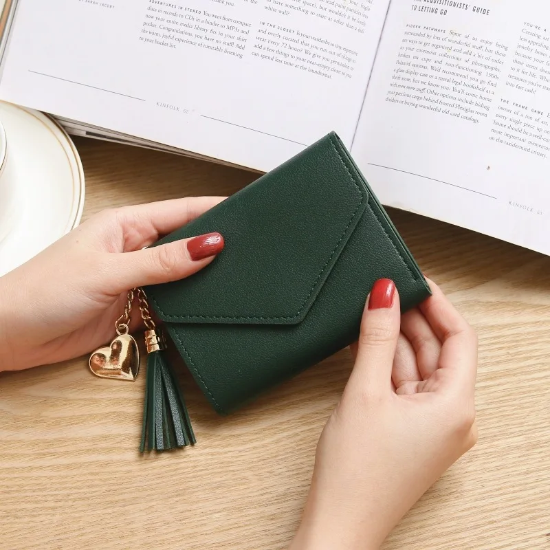 dark green Маленький кошелек, кожаный женский знаменитый мини женский кошелек кошельки женские короткие Портмоне на молнии кошелек держатель для кредитных карт - Цвет: dark green