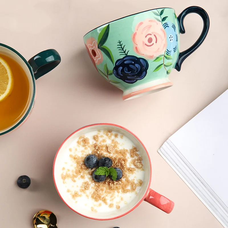 Ручная роспись керамическая кружка большая емкость 450 мл для чая и кофе чашка